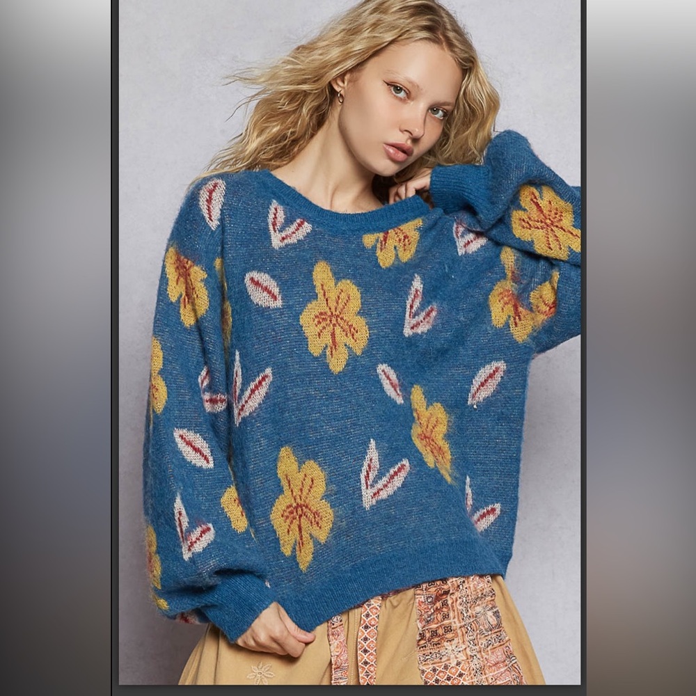 243 ⬇️⬇️ 1 left POL mohair fall leaves sweater - Picture 2 of 5